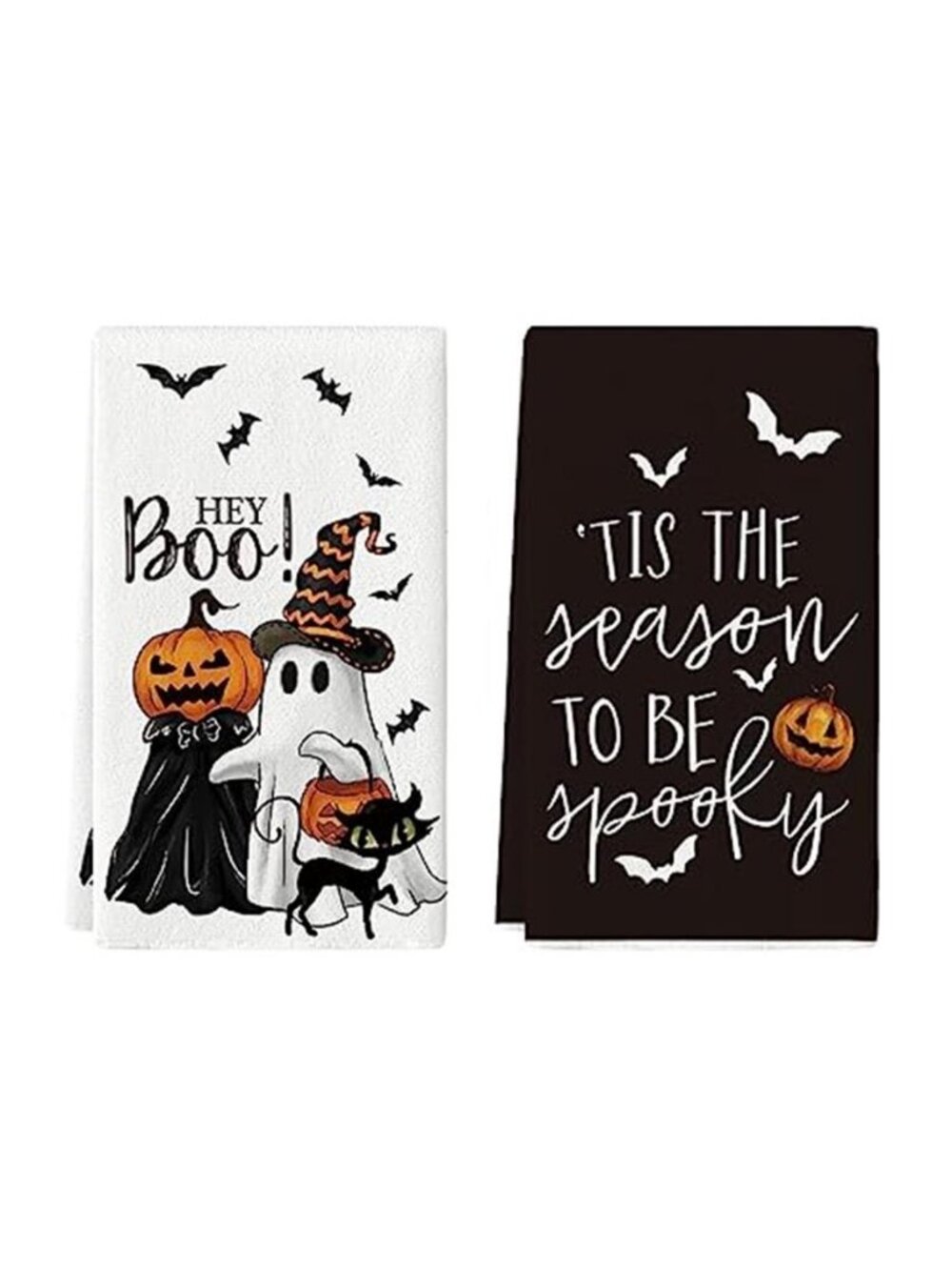Ghost Cat Halloween Kitchen Towels Set of 2 18x26 Inch